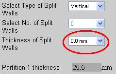 select thickness of split wall